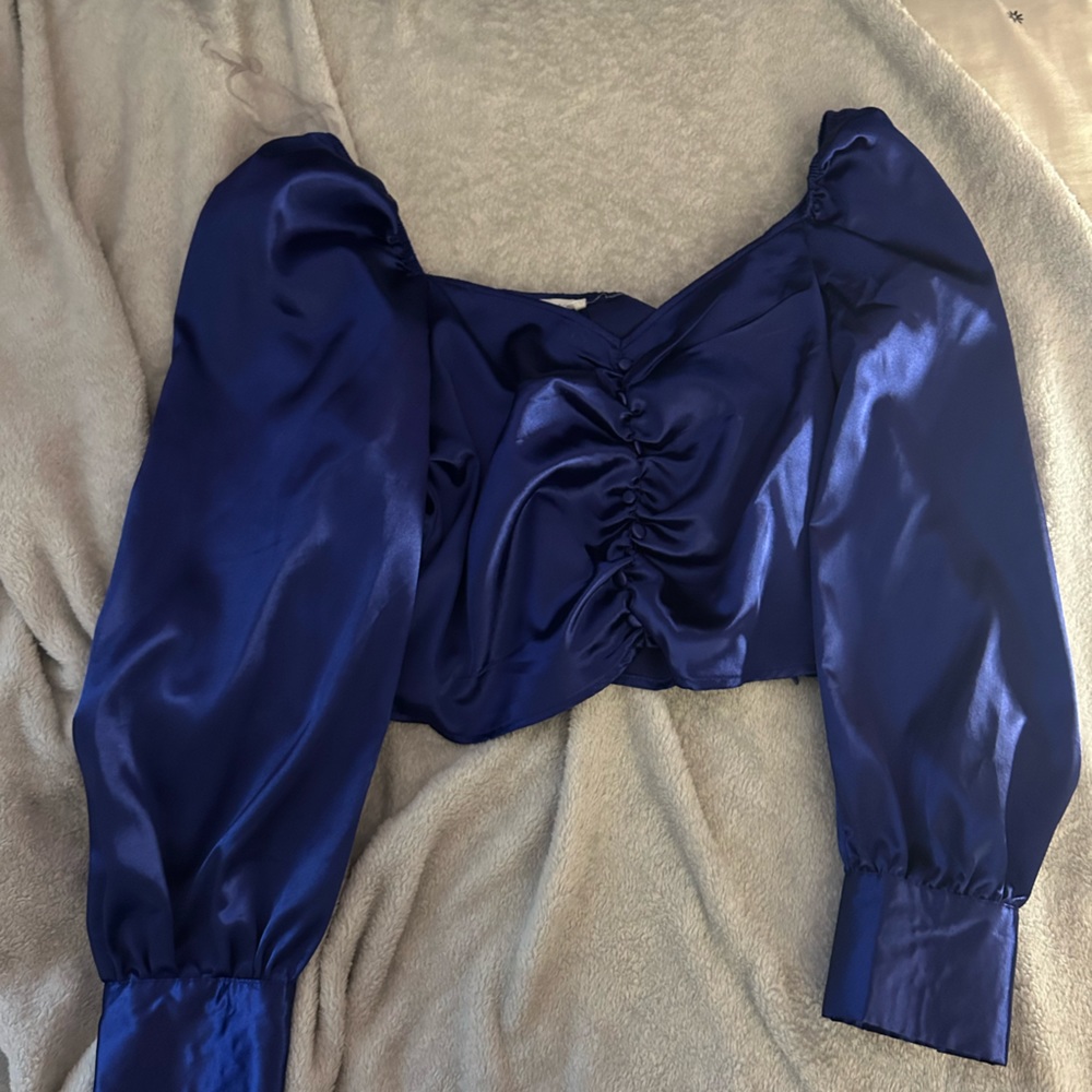 Blue silk top